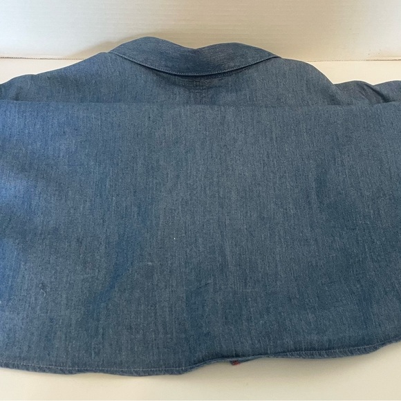 Hester & Orchard Chambray Blue Women's Blouse Shirt Tie Button Front Size Large - Picture 15 of 16